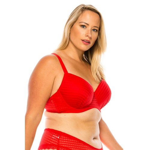 Plaid Lightly Padded Full Coverage Bra Flame Scarlet