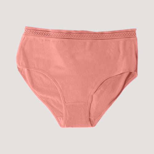 1668 Embroider Waist Cotton Panty in Pink