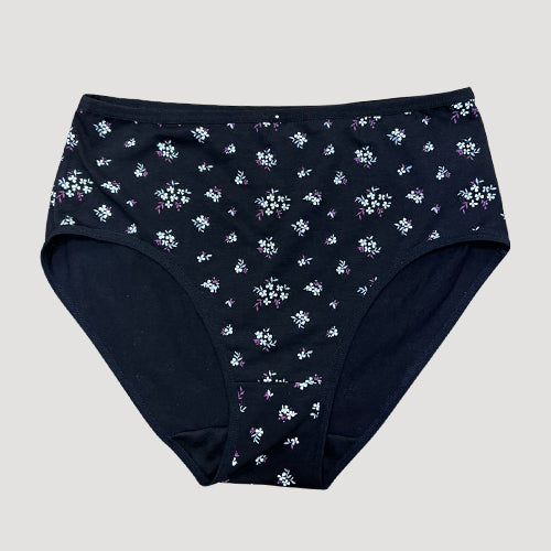 Flower Pink Cotton Panty in Black