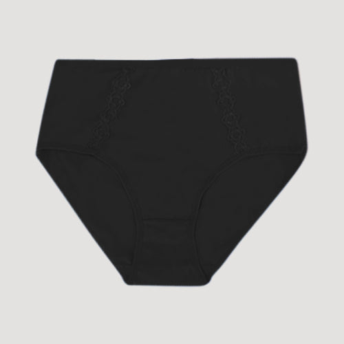 3811 Lace Detail Cotton Panty in Black