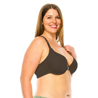 Front Closure Racer Back Bra in Black