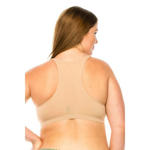 Front Closure Racer Back Bra in Tan