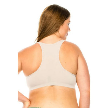 Front Closure Racer Back Bra in White