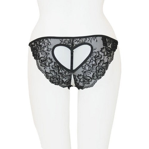Crotchless Cut-Out Lace Panty in Black
