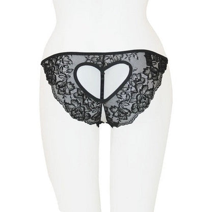 Crotchless Cut-Out Lace Panty in Black