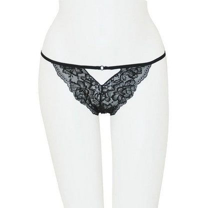 33337-PTY Crotchless Cut-Out Lace Panty in Black