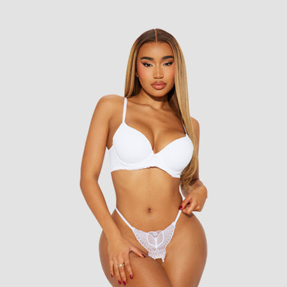 Butterfly Crotchless G-String in White