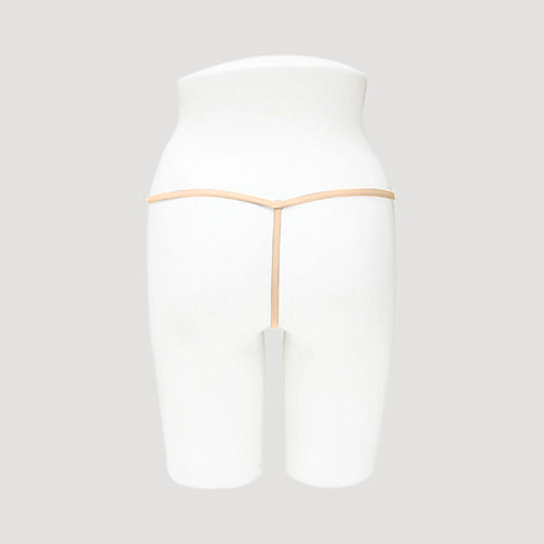 Soft Cotton Blend Elastic Waistband Thong in Peach Nude