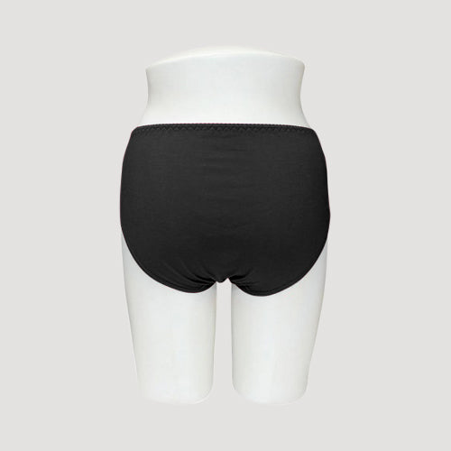 Plus Size Lace Waist Cotton Panty in Black