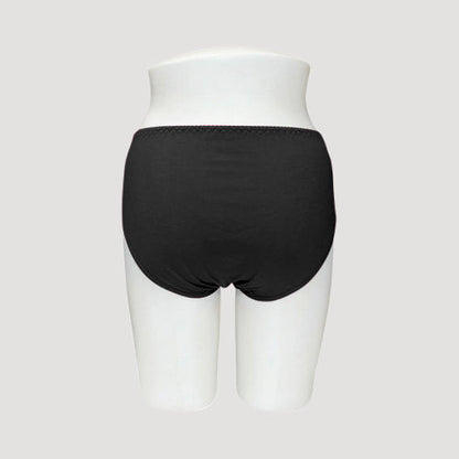 Plus Size Lace Waist Cotton Panty in Black