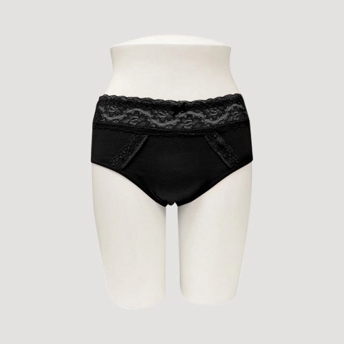 534-PTY Lace Waist Cotton Panty in Black