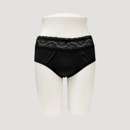 534-PTY Lace Waist Cotton Panty in Black