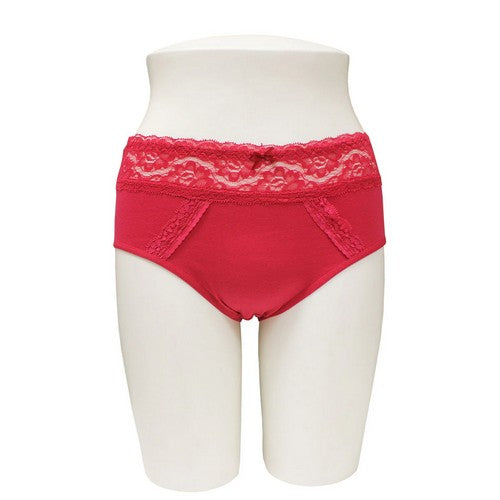 534-PTY Lace Waist Cotton Panty in Crimson 
