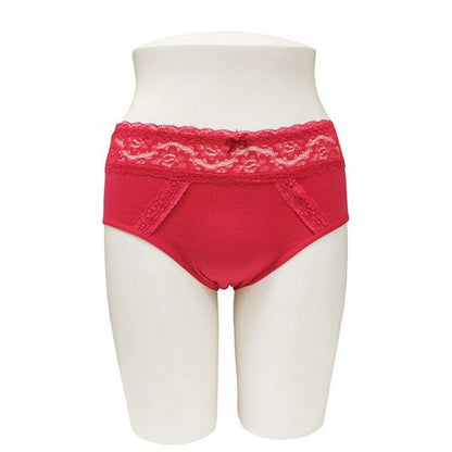 534-PTY Lace Waist Cotton Panty in Crimson 