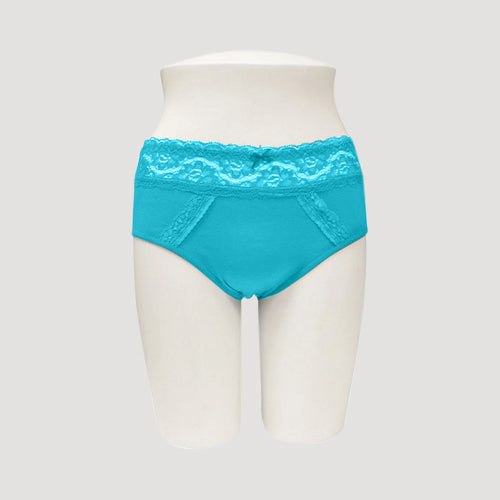 534-PTY Lace Waist Cotton Panty in Enamel Blue	