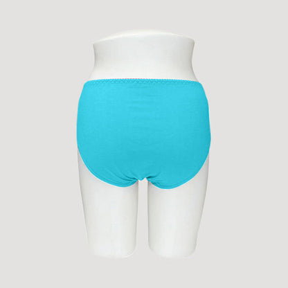 Plus Size Lace Waist Cotton Panty in Enamel Blue