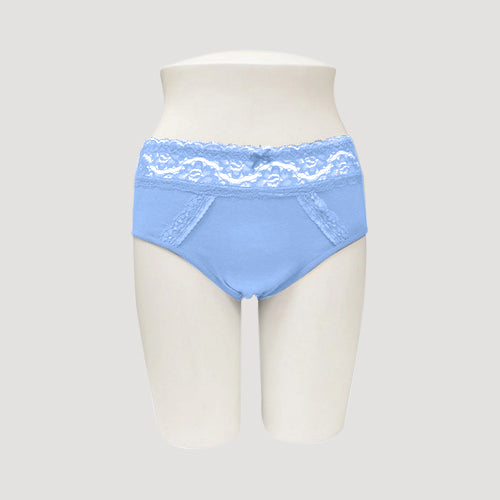 534-PTY Lace Waist Cotton Panty in Ice Blue	
