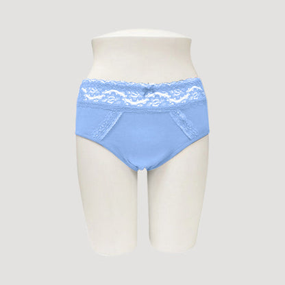 534-PTY Lace Waist Cotton Panty in Ice Blue	