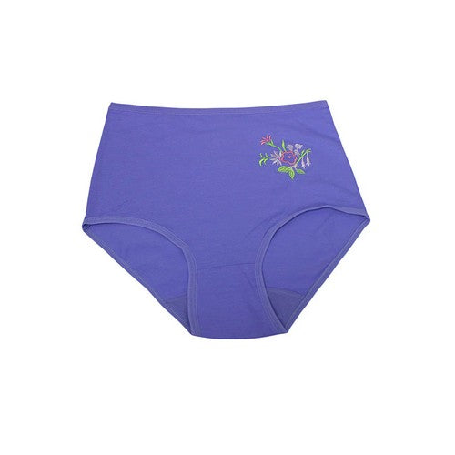 532-PTY Flower Embroidery Mama Cotton Panty in Blue