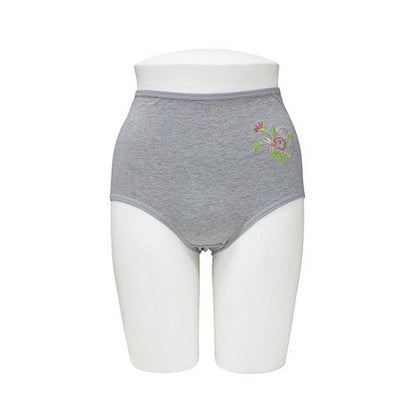 532-PTY Flower Embroidery Mama Cotton Panty in Grey