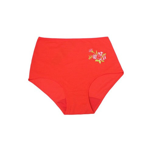 532-PTY Flower Embroidery Mama Cotton Panty in Red