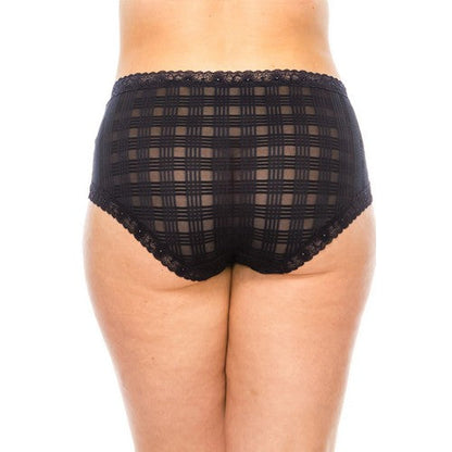Plus Size Geo Lace Panty in Black