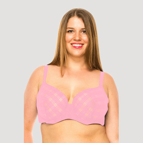 78306-BRA Geo Lace Bra in Geranium Pink