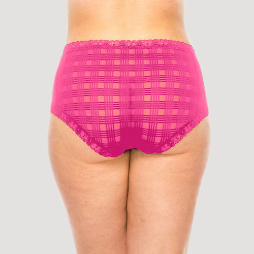 Plus Size Geo Lace Panty in Fuchsia Purple