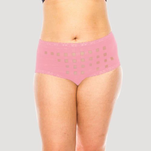 78306-PTY Geo Lace Panty in Geranium Pink	