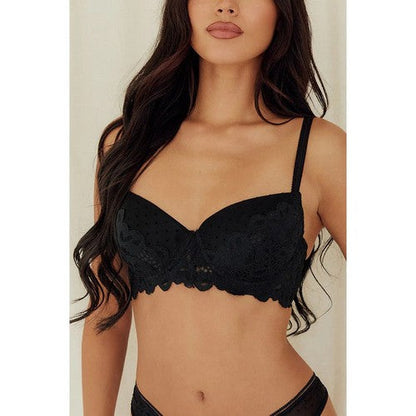 90061 Supportive Underwire Lace Balconette Bra in Black