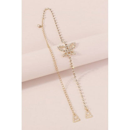 Butterfly Rhinestone Bra Strap in Gold