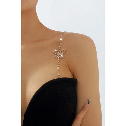 Butterfly Rhinestone Bra Strap in Gold