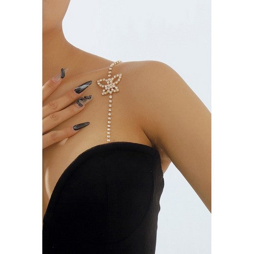 C0291 Butterfly Rhinestone Bra Strap in Gold