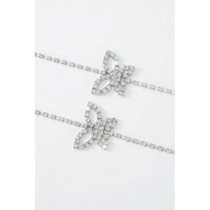 Butterfly Rhinestone Bra Strap in Silver