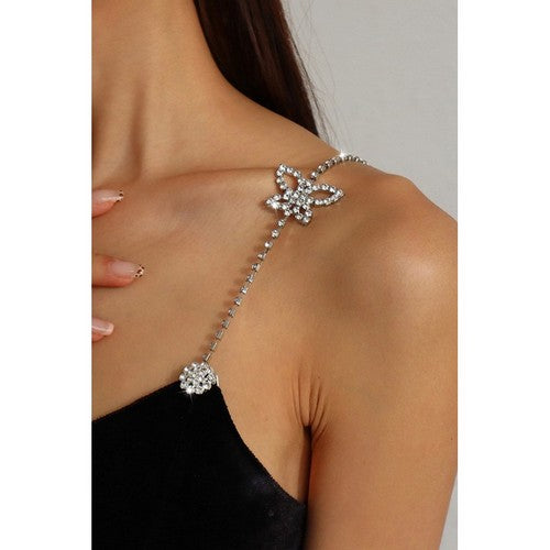 C0291 Butterfly Rhinestone Bra Strap in Silver