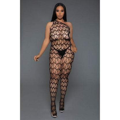 SP-BWC202312278019-C In Your Dreams Fishnet 1-Shoulder Plus Size Bodystocking in Black 
