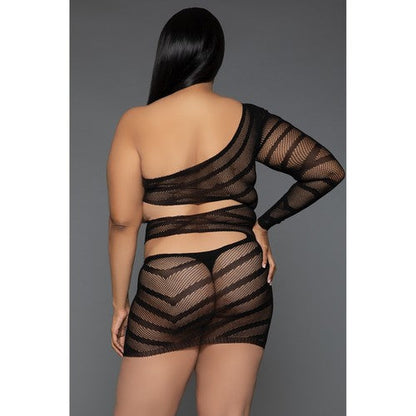 Everything You Want Cut-Out Plus Size Lingerie Mini Dress in Black