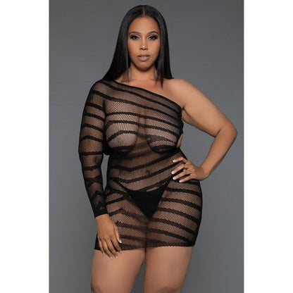 2369Q Everything You Want Cut-Out Plus Size Lingerie Mini Dress in Black