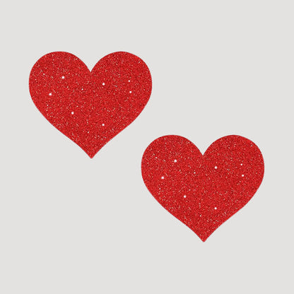 Glitter Heart Disposable Nipple Cover Pasties 1 Pair in Red