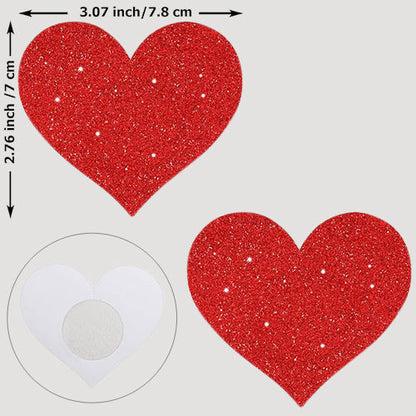 Glitter Heart Disposable Nipple Cover Pasties 1 Pair in Red