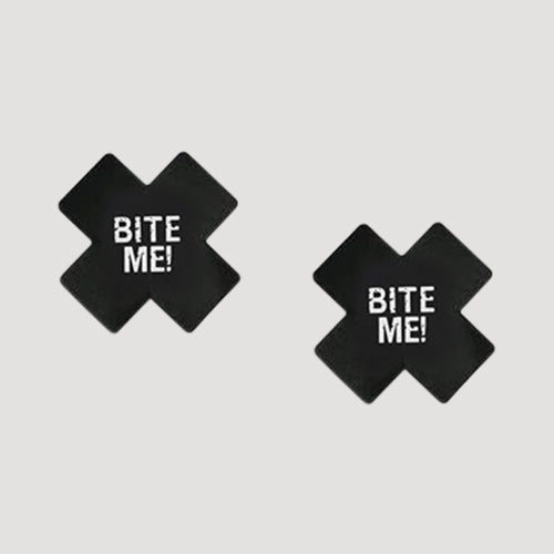 Cross Sexy Nipple Cover Pasties 1 Pair - Bite Me! in Black & White