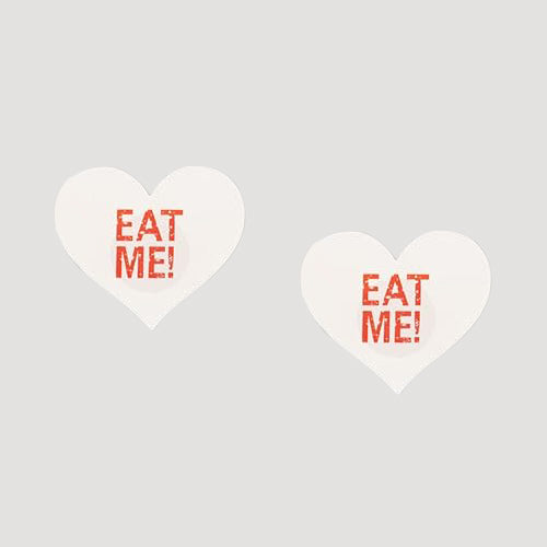 Heart Sexy Nipple Cover Pasties 1 Pair - Eat Me! in White & Red