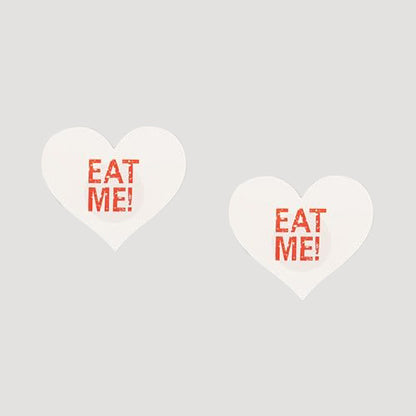 Heart Sexy Nipple Cover Pasties 1 Pair - Eat Me! in White & Red