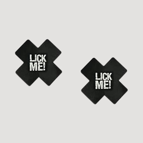 Cross Sexy Nipple Cover Pasties 1 Pair - Lick Me! in Black & White