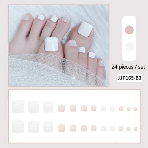 Press On Toe Nails White/Nude