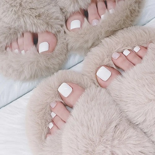 Press On Toe Nails White/Nude