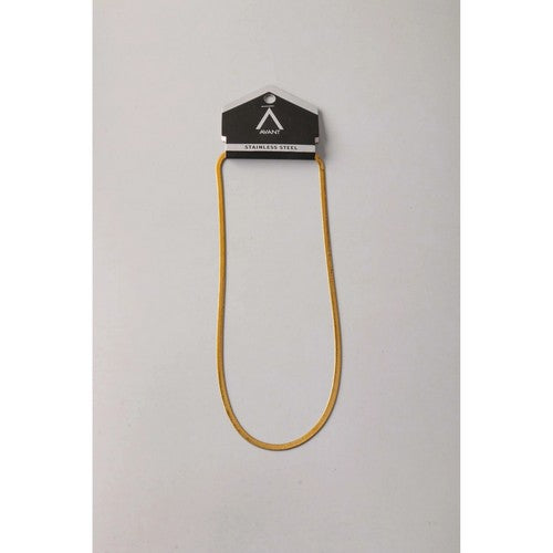 Stainless Steel 3mm Herringbone Snake Chain Necklace in Gold