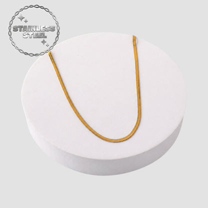 Stainless Steel 3mm Herringbone Snake Chain Necklace in Gold