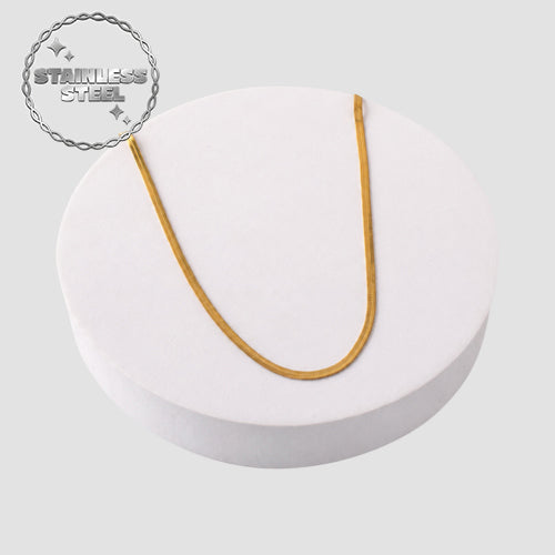 Stainless Steel 3mm Herringbone Snake Chain Necklace in Gold