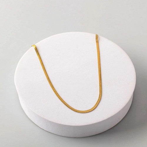 NKMES0005 Stainless Steel 3mm Herringbone Snake Chain Necklace in Gold